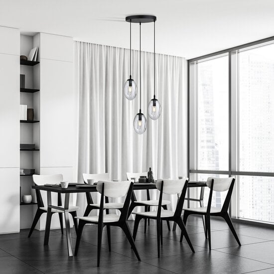 Emibig Emibig 3-flammige schwarze Pendelleuchte mit 3x E14 geblasenem transparentem Glas - Ideal für stilvolle Beleuchtung