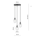 Emibig Emibig 3 luces colgante negra con 3x E14 vidrio transparente soplado - Ideal para una iluminación elegante