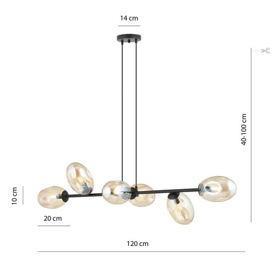 Emibig Emibig Design-Pendelleuchte mit 6 mundgeblasenen bernsteinfarbenen Gläsern E14 - Schaffen Sie eine warme Atmosphäre in Ihrem Zuhause