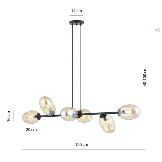 Emibig Emibig Lampe suspendue design avec 6 verres en amber soufflé E14 - Créez une atmosphère chaleureuse dans votre intérieur