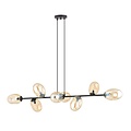 Emibig Emibig Hermosa lámpara colgante negra 8x E14 con vidrio ámbar soplado - Crea un ambiente cálido en tu hogar