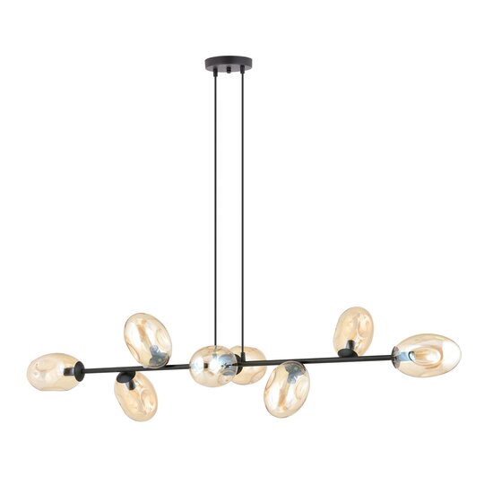 Emibig Emibig Hermosa lámpara colgante negra 8x E14 con vidrio ámbar soplado - Crea un ambiente cálido en tu hogar