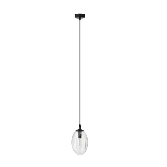 Emibig Emibig Schwarze Pendelleuchte mit 1x E14 geblasenem transparentem Glas - Perfekt für eine gemütliche Atmosphäre