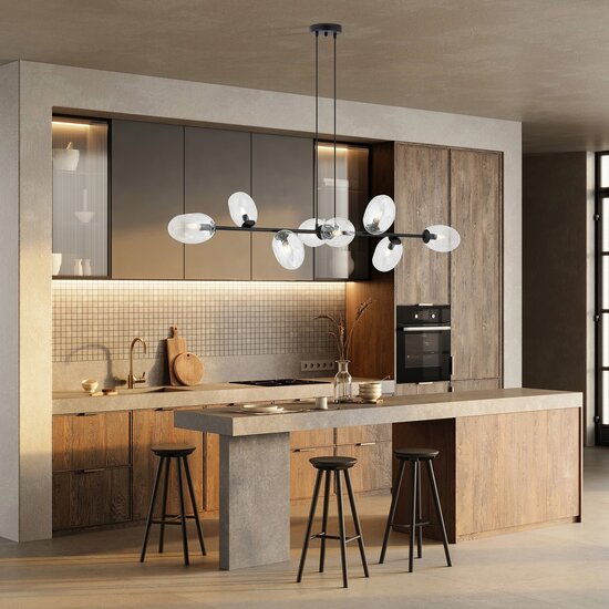 Emibig Emibig Exceptional 8x E14 black hanging lamp with blown transparent glass - Perfect for creating a stylish ambiance