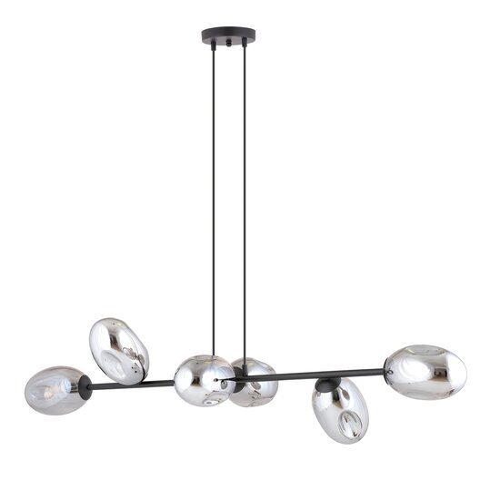 Emibig Emibig Lámpara colgante grande negra con 6 vidrios ahumados E14 - Ideal para crear una atmósfera elegante