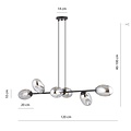 Emibig Emibig Black large pendant lamp with 6 fumed glasses E14 - Ideal for creating a stylish ambiance