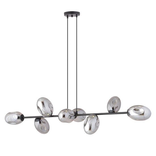 Emibig Emibig Lámpara de diseño grande negra con 8 cristales ahumados E14 - Perfecta para una atmósfera elegante