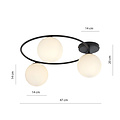 Emibig Emibig Belle lampe de plafond 3x E14 noire avec boules en verre blanc - Idéale pour un éclairage élégant dans n'importe quelle pièce