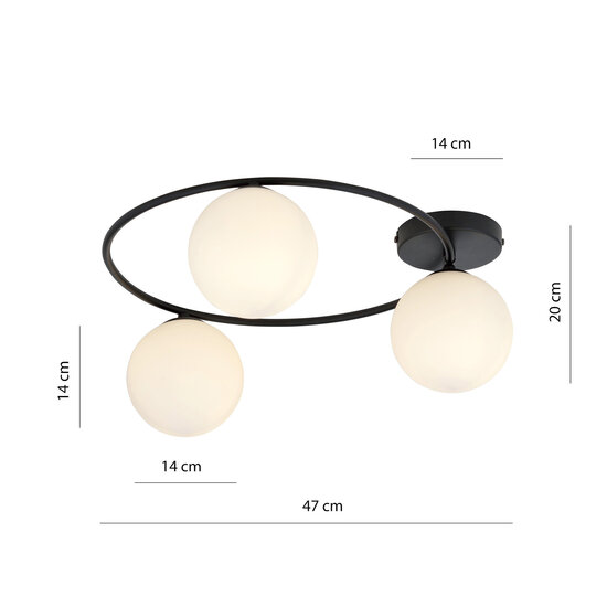 Emibig Emibig Handsome 3x E14 ceiling lamp black with white glass balls - Ideal for stylish lighting in any room