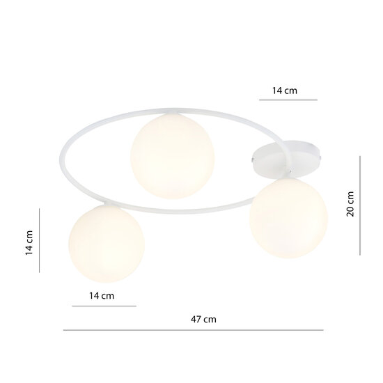 Emibig Emibig Belle lampe de plafond 3x E14 blanche avec ampoules en verre dépoli - Éclairage élégant pour tous les intérieurs
