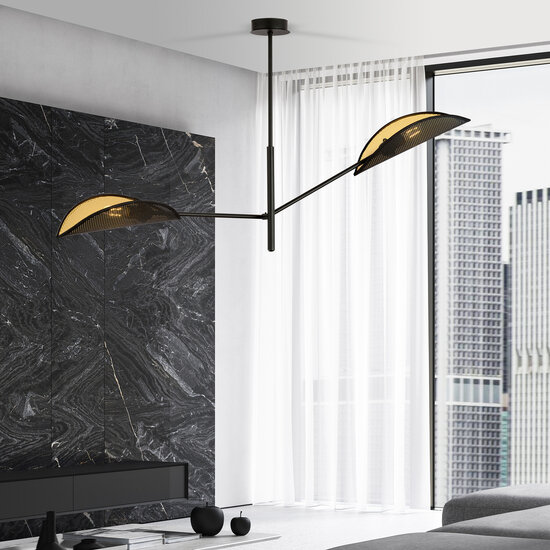 Emibig Emibig Lámpara colgante de diseño Skanderborg con 2 alas de metal negro E14 - Ideal para crear una atmósfera elegante en cualquier habitación