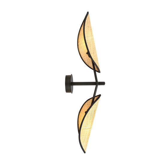 Emibig Emibig Aabenraa wall lamp black with textile falling leaves 2x E14 - Create a cozy atmosphere in your living room
