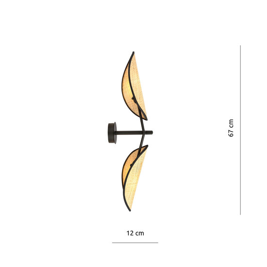 Emibig Emibig Aabenraa wall lamp black with textile falling leaves 2x E14 - Create a cozy atmosphere in your living room