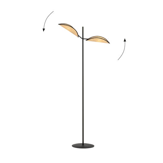 Emibig Emibig Aabenraa floor lamp black with textile falling leaves 2x E14 - Perfect ambient lighting for any space