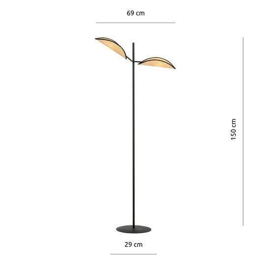 Emibig Emibig Aabenraa lampe sur pied noire avec feuilles tombantes en textile 2x E14 - Éclairage d'ambiance parfait pour chaque espace