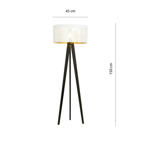 Emibig Emibig Skive 3-leg floor lamp with robust textile shade tube 1x E27 white and gold - Perfect for modern living spaces