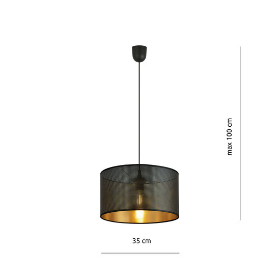 Emibig Emibig Skive redonda negra con oro en metal lámpara colgante llamativa tubo 1x E27 - Iluminación perfecta para interiores modernos
