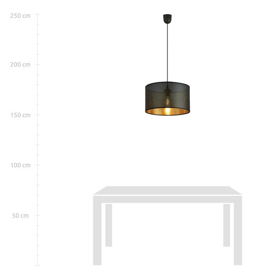 Emibig Emibig Skive redonda negra con oro en metal lámpara colgante llamativa tubo 1x E27 - Iluminación perfecta para interiores modernos