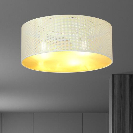 Emibig Emibig Skive gran lámpara de techo blanca y dorada redonda 3x E27 - Iluminación perfecta para cualquier espacio