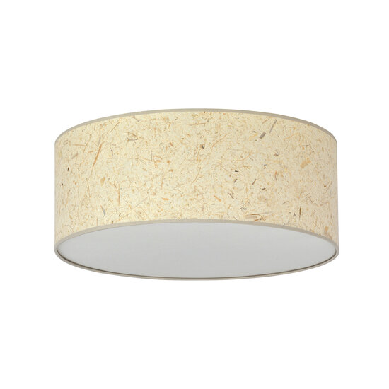 Emibig Emibig Greve grande lampe de plafond textile bois rond 3x E27 - Éclairage idéal pour intérieurs modernes