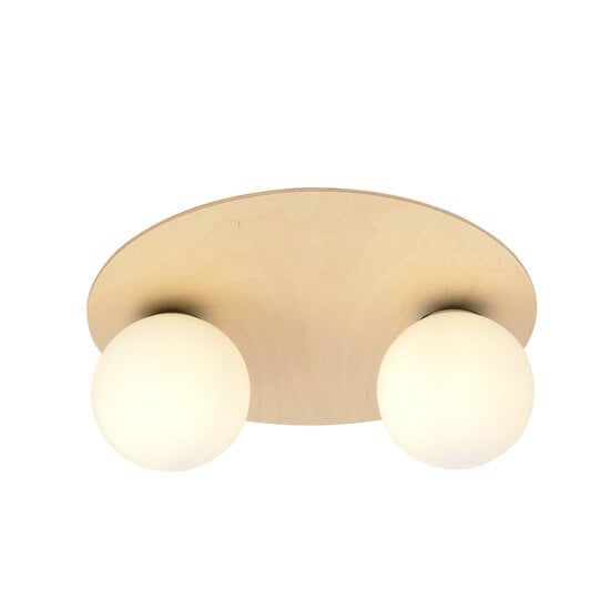 Emibig Emibig Lampe de plafond scandinave double ronde Slagelse en laiton doré avec boules en verre opale E14 - Éclairage parfait pour chaque espace