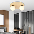 Emibig Emibig Lámpara de techo escandinava doble redonda Slagelse en latón dorado con bolas de vidrio opal E14 - Iluminación perfecta para cualquier espacio