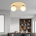 Emibig Emibig Lámpara de techo escandinava doble redonda Slagelse en latón dorado con bolas de vidrio opal E14 - Iluminación perfecta para cualquier espacio