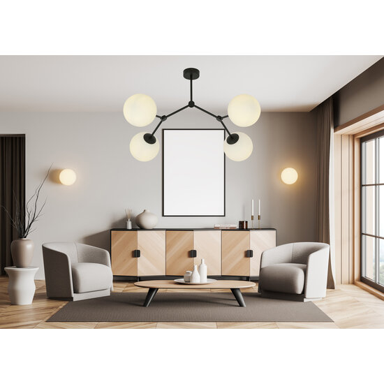 Emibig Emibig Viborg beautiful hanging lamp with 4 branches and white glass balls E14 - Ideal lighting for any space