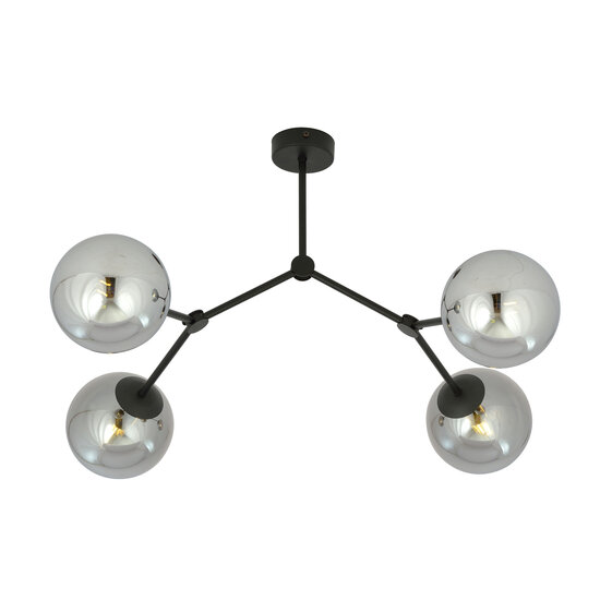 Emibig Emibig Lampe suspendue Viborg avec 4 branches et ampoules fumées E14 - Idéale pour les intérieurs modernes