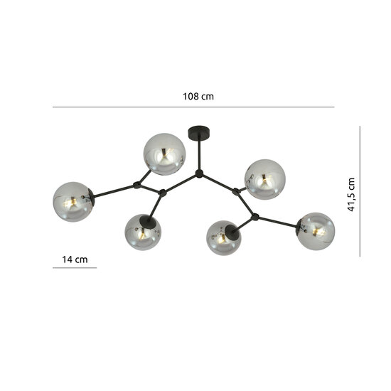 Emibig Emibig Viborg takvormige hanglamp met 6 gefumeerde bollen E14 - Perfecte sfeerverlichting voor elk interieur