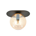Emibig Emibig Randers hermosa lámpara de techo ovalada negra con bola de vidrio ámbar E14 - Ideal para crear una atmósfera elegante