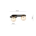 Emibig Emibig Randers hermosa lámpara de techo ovalada doble negra con 2 bombillas ámbar E14 - Ideal para crear un ambiente acogedor