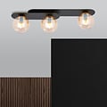 Emibig Emibig Randers hermosa lámpara de techo ovalada triple negra con 3 bombillas de vidrio ámbar E14 - Ideal para crear un ambiente cálido en tu hogar