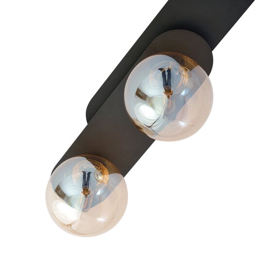 Emibig Emibig Randers hermosa lámpara de techo ovalada triple negra con 3 bombillas de vidrio ámbar E14 - Ideal para crear un ambiente cálido en tu hogar
