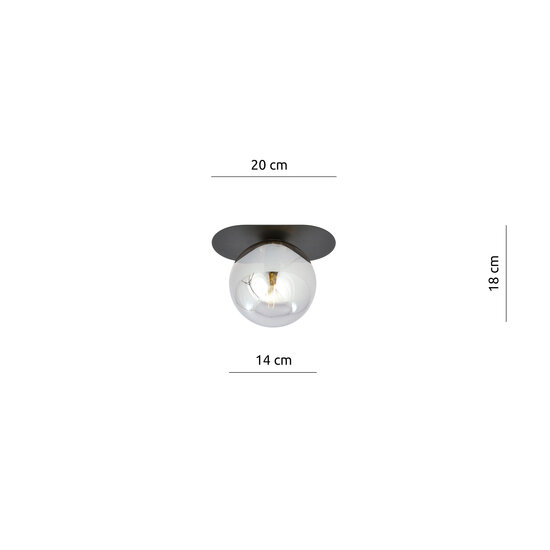 Emibig Emibig Randers lampe de plafond ovale noire avec boule en verre fumé E14 - Éclairage parfait pour chaque espace