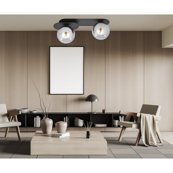 Emibig Emibig Randers black double oval ceiling lamp with 2 fumed glass bulbs E14 - Create a cozy ambiance in your space