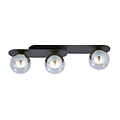 Emibig Emibig Randers zwarte triple ovalen plafondlamp met 3 gerookte glazen bollen E14 - Creëer een sfeervolle ambiance in uw ruimte