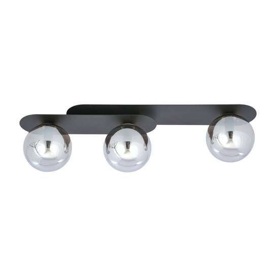Emibig Emibig Randers black triple oval ceiling lamp with 3 smoked glass bulbs E14 - Create a cozy ambiance in your space