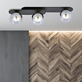 Emibig Emibig Randers zwarte triple ovalen plafondlamp met 3 gerookte glazen bollen E14 - Creëer een sfeervolle ambiance in uw ruimte