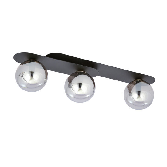 Emibig Emibig Randers black triple oval ceiling lamp with 3 smoked glass bulbs E14 - Create a cozy ambiance in your space