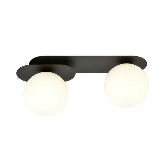 Emibig Emibig Randers lampe de plafond ovale double noire avec 2 ampoules en verre blanc E14 - Éclairage parfait pour chaque espace