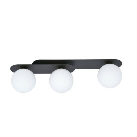 Emibig Emibig Lámpara de techo ovalada triple negra con 3 bombillas de vidrio blanco E14 - Perfecta para interiores modernos