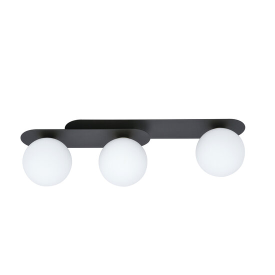 Emibig Emibig Randers triple ovalen plafondlamp zwart met 3 witte glazen bollen E14 - Perfect voor moderne interieurs