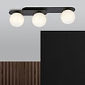 Emibig Emibig Lámpara de techo ovalada triple negra con 3 bombillas de vidrio blanco E14 - Perfecta para interiores modernos
