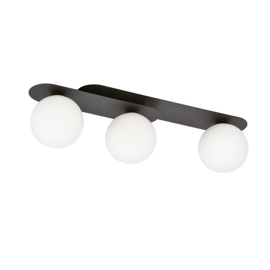 Emibig Emibig Randers triple ovalen plafondlamp zwart met 3 witte glazen bollen E14 - Perfect voor moderne interieurs