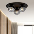 Emibig Emibig Lámpara de techo triple negra Esbjerg con 3 bombillas ahumadas E14 - Iluminación elegante para cualquier interior