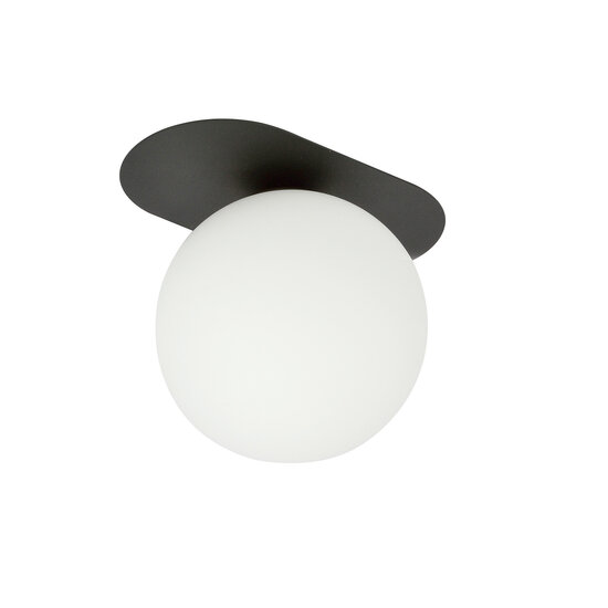 Emibig Emibig Lámpara de techo ovalada negra con bola de vidrio blanco E14 - Iluminación ideal para interiores modernos
