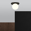 Emibig Emibig Randers ovale plafondlamp zwart met witte glazen bol E14 - Perfecte verlichting voor elke ruimte