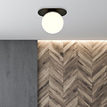 Emibig Emibig Randers ovale Deckenleuchte schwarz mit weißer Glaskugel E14 - Ideale Beleuchtung für moderne Innenräume