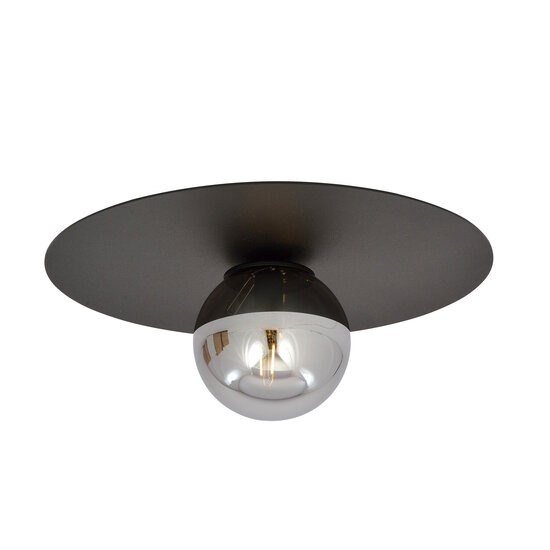 Emibig Emibig Lampe de plafond noire Esbjerg avec ampoule en verre fumé E14 - Parfaite pour un intérieur moderne